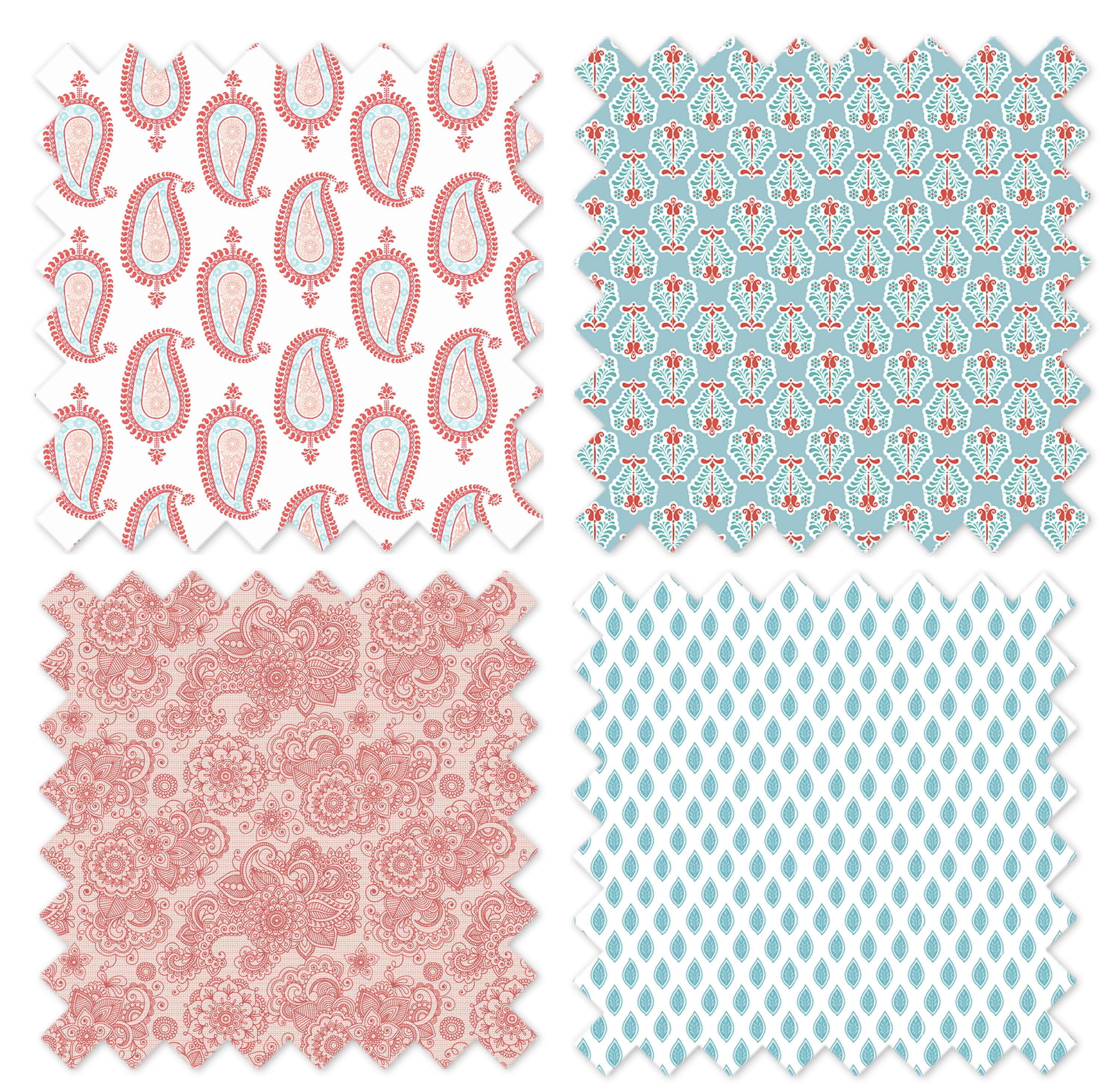 Bacati - Multiple Options of Crib or Toddler Bed Skirt or Dust Ruffle 100% Cotton Percale, Paisley Sophia Coral/Aqua