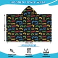 thumbnail image 2 of Multicolor Controllers Games Icons Black Pattern Hooded Bath Towel，60"x35" for Ages 3 To 12 Kids, Quick Dry Lightweight Soft Microfiber Hood Beach Towel Cover Up for Kids, 2 of 7
