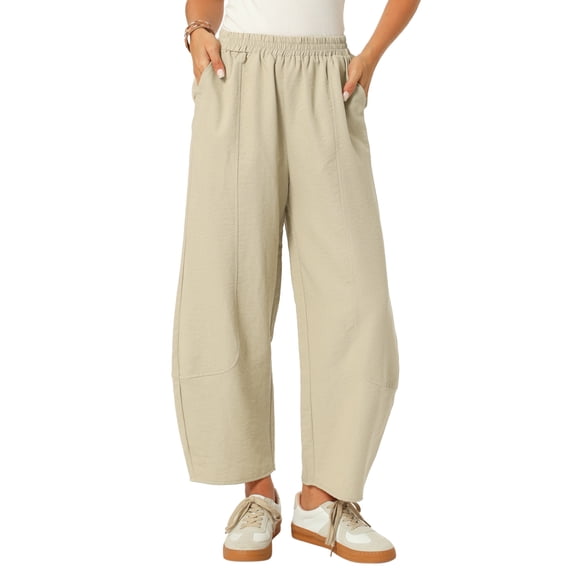 DARING DIVA Women's Baggy Wide Leg Pants Palazzo Harem Trousers Small Khaki
