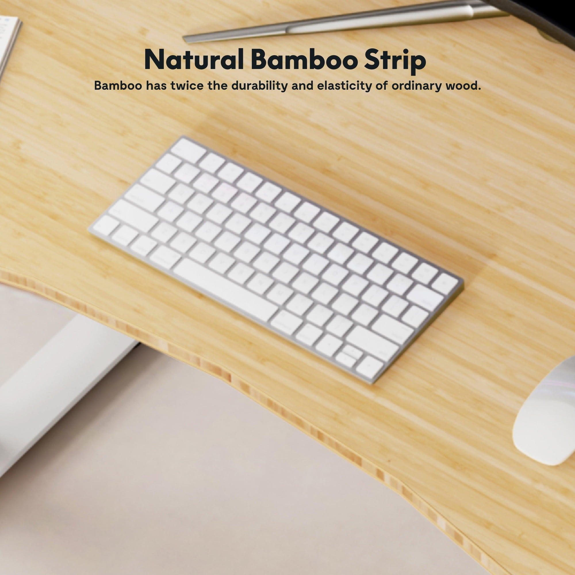 FLEXISPOT 60"x30" Dual Motors 3-Stage Height Adjustable Standing Desk Ergonomic Home Office Sit Stand Desk with USB Port, Bamboo Curved Desktop White Oval Frame