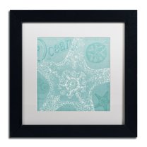 Trademark Fine Art "Aqua Treasure I" Canvas Art by Daphne Brissonnet, White Matte, Black Frame