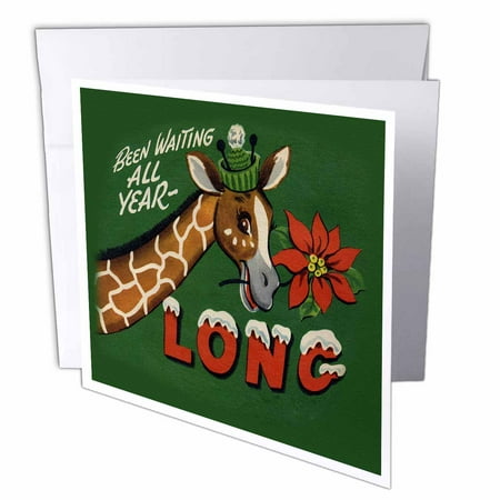 Cartoon Christmas Card Ideas 3dRose Cartoon Giraffe Wearing Stocking Hat with Holly Christmas Greeting, Greeting Cards, 6 x 6 inches, set of 12 ()