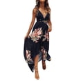 thumbnail image 2 of ClodeEU Women'S Summer Sexy Printed Halter Slit Beach V-Neck Sling Dress Navy 10(XL), 2 of 6