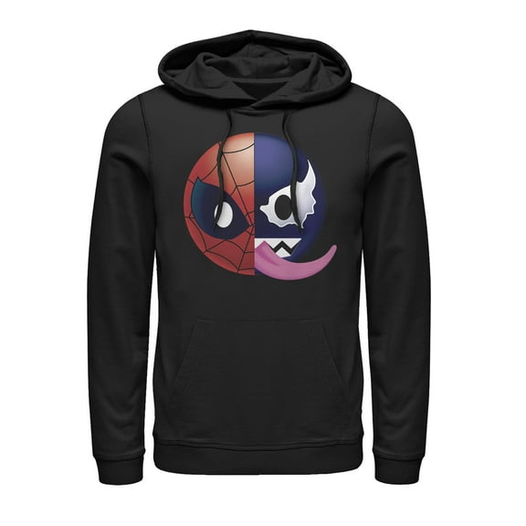 Men's Marvel Venom Spider-Man Split Emoji Pull Over Hoodie Black 3X Large