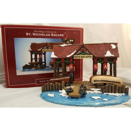 2007 St. Nicholas Square Rapids Boat Rental Snow Village Figurine