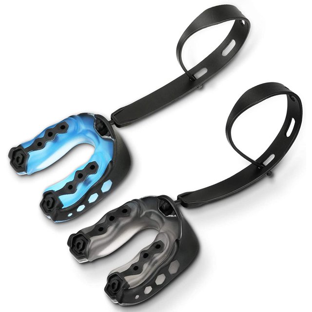 Paquete de 2 protectores bucales suaves número uno con correa, protector bucal deportivo profesional para boxeo, jujitsu, MMA, fútbol, baloncesto, hockey,