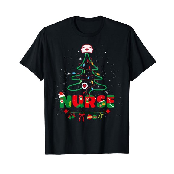 Nurse Christmas Stethoscope Tree Nurses Xmas Pajamas T-Shirt