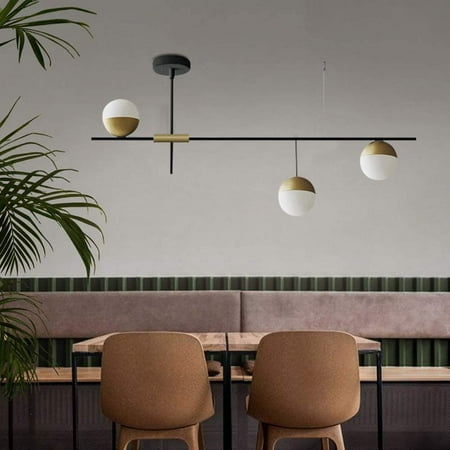 

Fichiouy Modern Linear Bubble Glass Ball Chandelier 3-Light Pendant Ceiling Light Fixture
