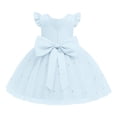 thumbnail image 6 of Girls Dresses Ruffle Sleeve Sky Blue Dress V-Back with Big Bow Party Dresses for Girls Graduation Dress Outfit 5-6 Years, 6 of 7