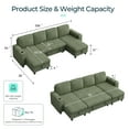 thumbnail image 6 of LINSY HOME U Shaped Sectional Couches for Living Room, Sofa Bed with Storage Chaise, Pull Out Couch Bed, Dark Green, 6 of 11