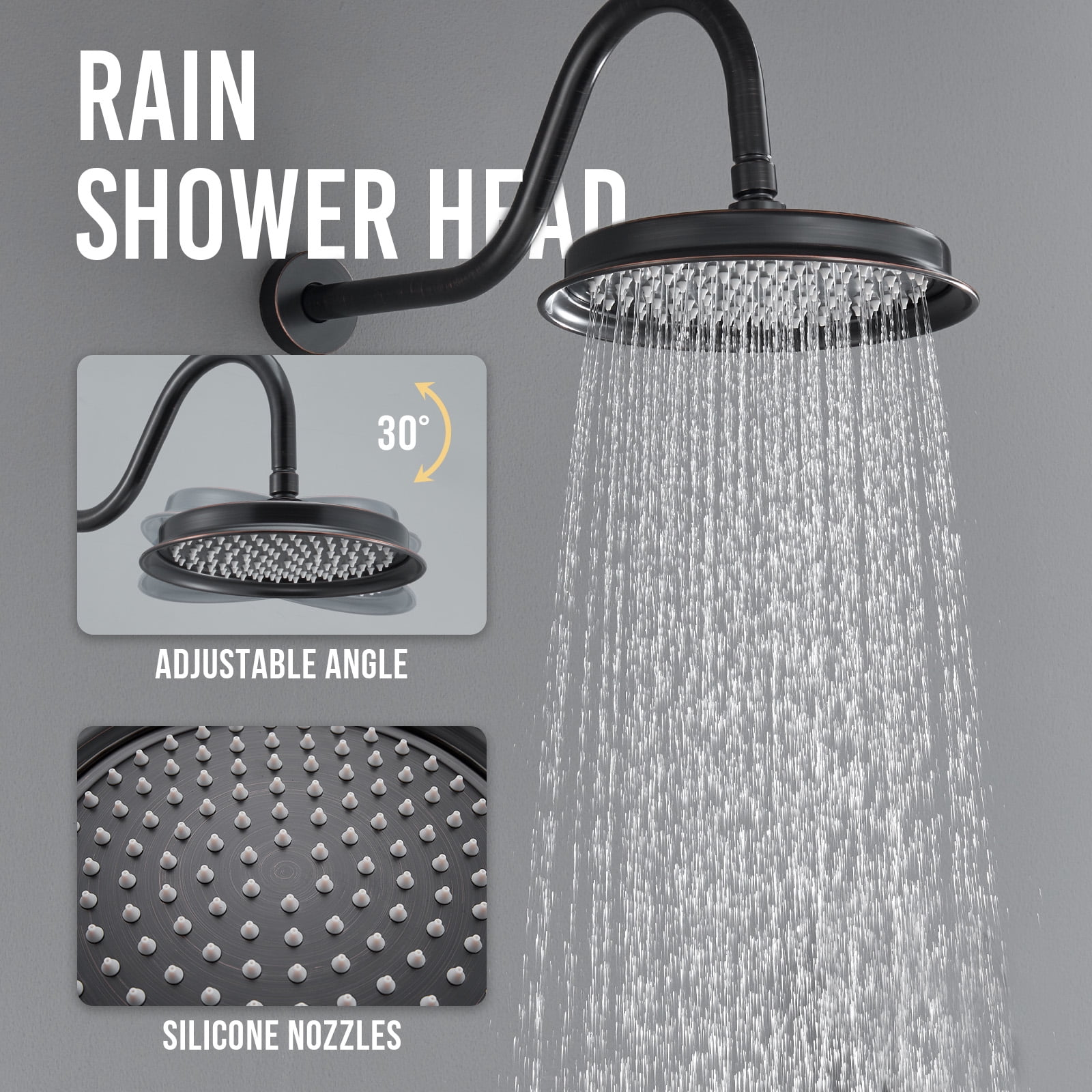 Antique Shower Faucet-Sets Fixtures: 9 inch Wall Rain Head with Handheld Spray and Body Jets, 3 Way Diverter Rough in Valve System included Trim Kit, Oil Rubbed Bronze
