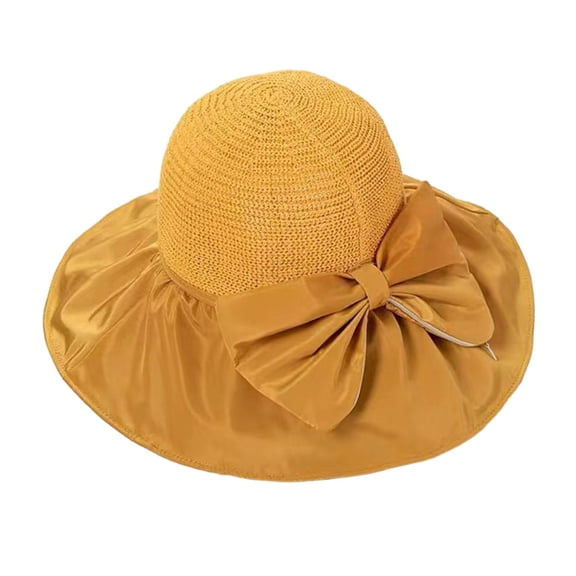 Dickly Womens Sun Hat Wide Brim Cap Outdoor Sunhat Comfortable Floppy Beach Hat Fishing Ginger Yellow