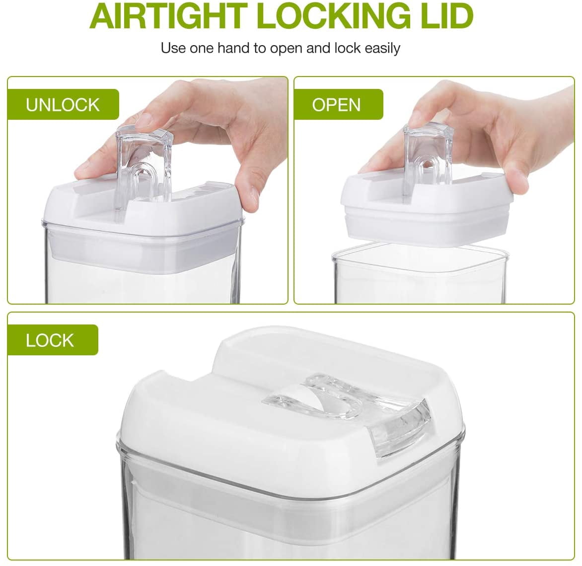 Wewdigi Kitchen Food Storage Containers Set, Kitchen Pantry Organization and Storage with Easy Lock Lids, 7 Pcs