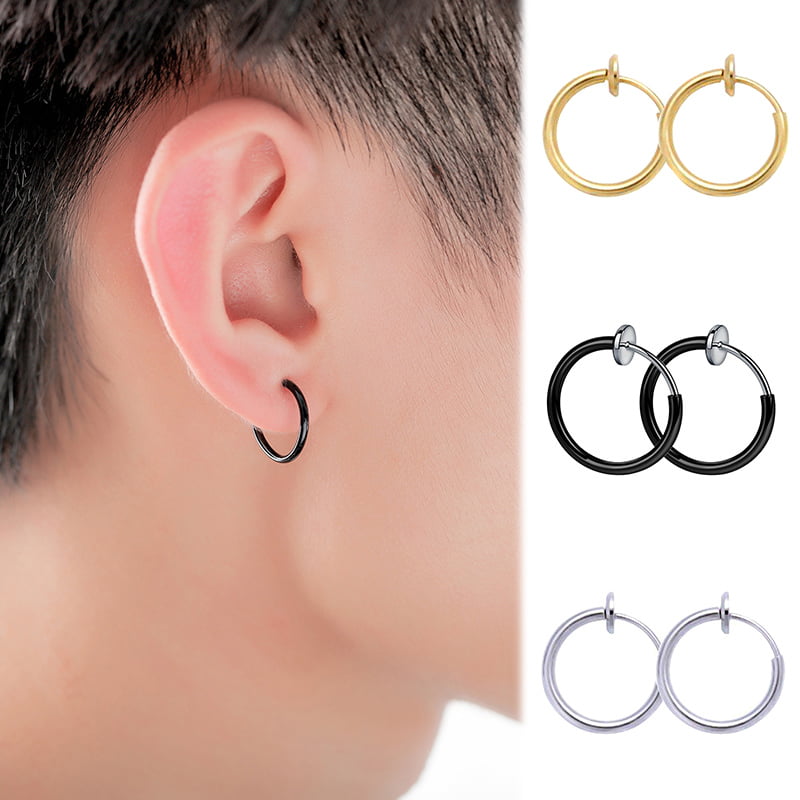 KPJSJ Retractable Earrings Earings Womens No Need Piercing Männer Frauen Klassische Hip-Hop-Stil Creolen Nasenring Ohrringe