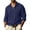 Navy, variant on StSilkitty Mens Linen Shirts Long Sleeve Lace up Collared Dress T-Shirts Lightweight Comfy Breathable Pullover Tops