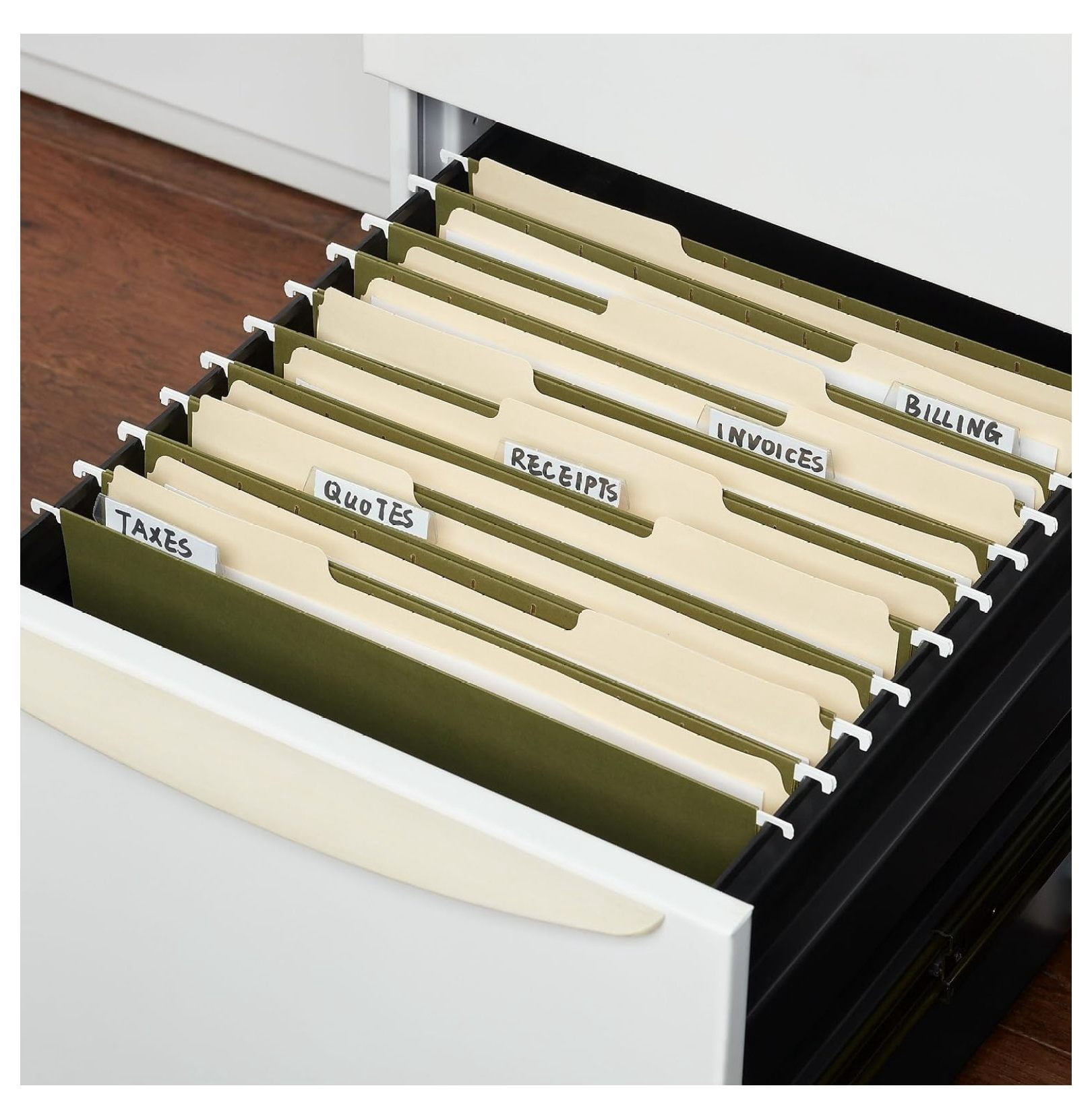 Hanging File Folders, Letter Size, 5‑Tab, Standard Green, Heavy‑Duty Construction – 100/Carton