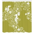 thumbnail image 3 of Ambesonne Sea Shells Shower Curtain, Swirls with Seahorse, 69"Wx75"L, Yellow Green White, 3 of 3