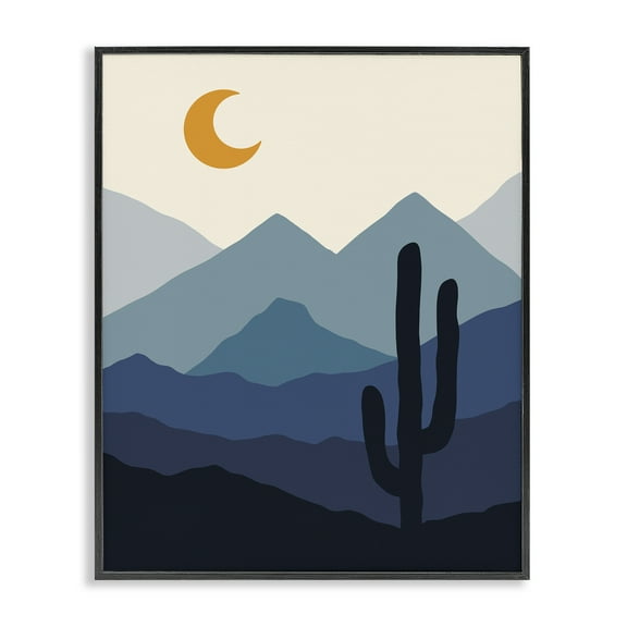Stupell Industries Night in the Desert Abstract Painting Black Framed Art Print Wall Art, 11 x 14