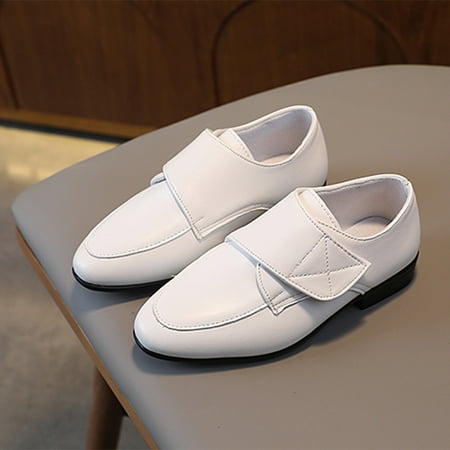

Cathalem Toddler Girl Booties Fashion Children Boys Leather Shoes Pointed Low Heel Solid Color Hook Loop Slip On Comfortable Shoes White 5 Years