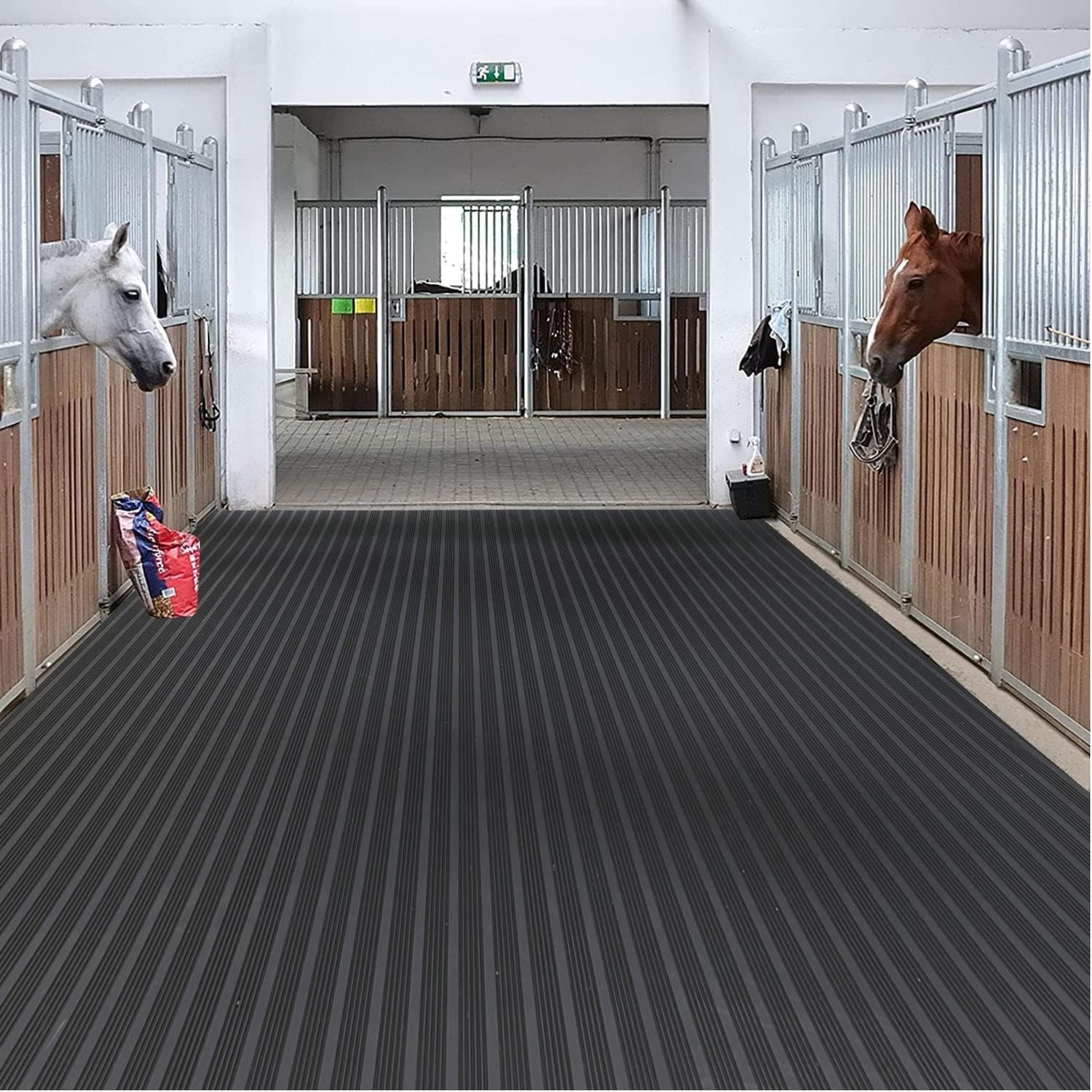 Qunbio Corrugated Rubber Floor Mat, 3.3ft x 9.8ft Fine Rib Heavy Duty Garage Floor Mat for Home, Entryway, Lab, Indoor Outdoor Floor Protection