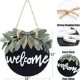thumbnail image 3 of Welcome Sign for Front Door, Front Door Decor, Country Farmhouse Porch with Eucalyptus Buffalo Bow Beads for Home Decoration,Black, 3 of 6