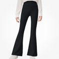 thumbnail image 3 of Teylalorva Girl's Leggings High Waist Flared Shark Style Pants Stretchy Comfy Breathable Autumn Long Trousers（Girls） Black Size 3T, 3 of 9