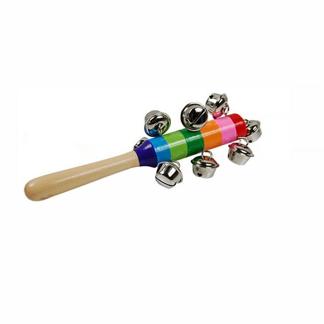 Cascabel De Madera Con Mango De Arcoíris De Colores Vivos, Sonajero Para Bebés Y Niños, Juguete Musical Para Niños Vogacara FN003416-01