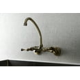 thumbnail image 2 of Kingston Brass KS314AB Kingston Two Handle Wall Mount Kitchen Faucet, Antique Brass, 2 of 5