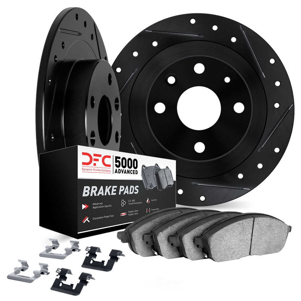 Dynamic Friction Company 8512-67041 DFC Rotors-Drilled and Slotted-Black with 5000 Advanced Brake