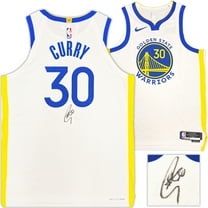Golden State Warriors Stephen Curry Autographed White Nike Authentic Association Edition Jersey Size 48 JSA 235679