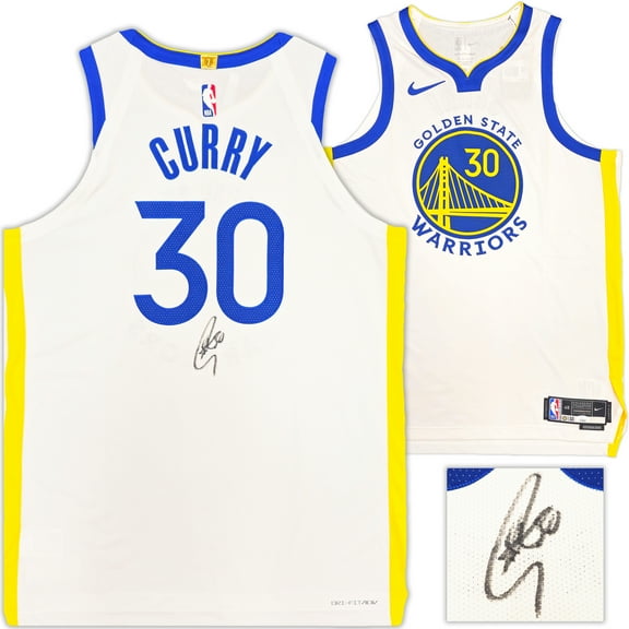 Golden State Warriors Stephen Curry Autographed White Nike Authentic Association Edition Jersey Size 48 JSA 235679