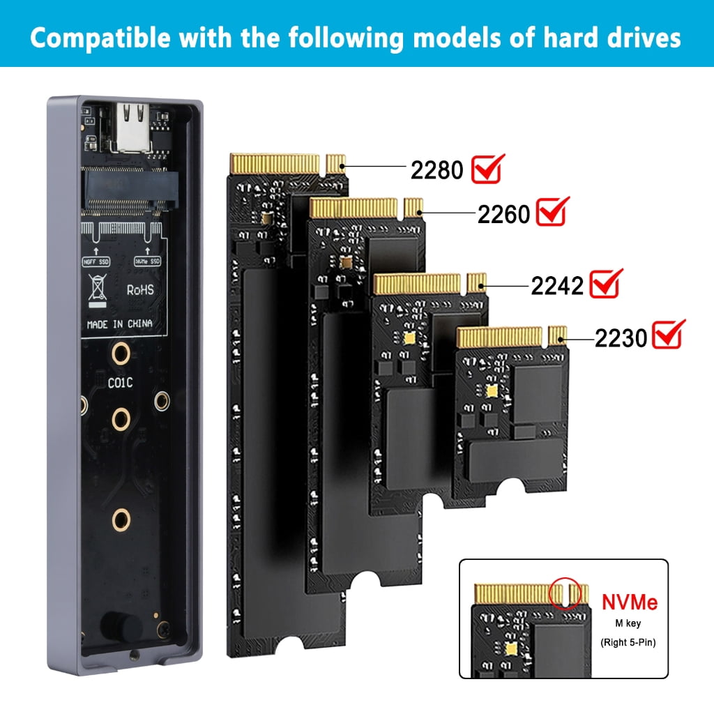 Aluminum M.2 NVMe Enclosure For PCIe SSDs With M Key/M&B Key Interfaces Compatibility And Multicolor Argb Lighting