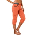 thumbnail image 3 of Yifymode Cargo Capris for Women Casual Capri Pants with Pockets Summer Hiking Pants Outdoor Pull On Cargo Pant,Orange L, 3 of 4