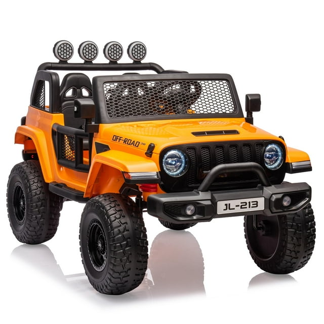 24V Kids Ride on Truck 2-Seater Electric Ride on Toy Car for Toddlers 2WD/4WD Switchable Battery Powered 4 Wheel Vehicle with Remote Control, Trunk, Spring Suspension, Music, LED Lights