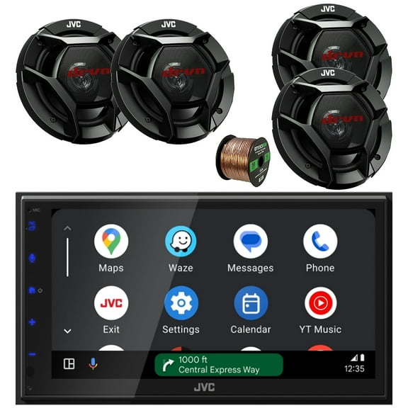 JVC KW-M690BW 6.8" Touchscreen WiFi Bluetooth USB/MP3 Stereo Multimedia Digital Receiver, 2x 6.75" 300 Watt Max 2-Way Automotive Speakers, 2x 6.5" 300 Watt 2-Way Car Audio Speakers w/Wire