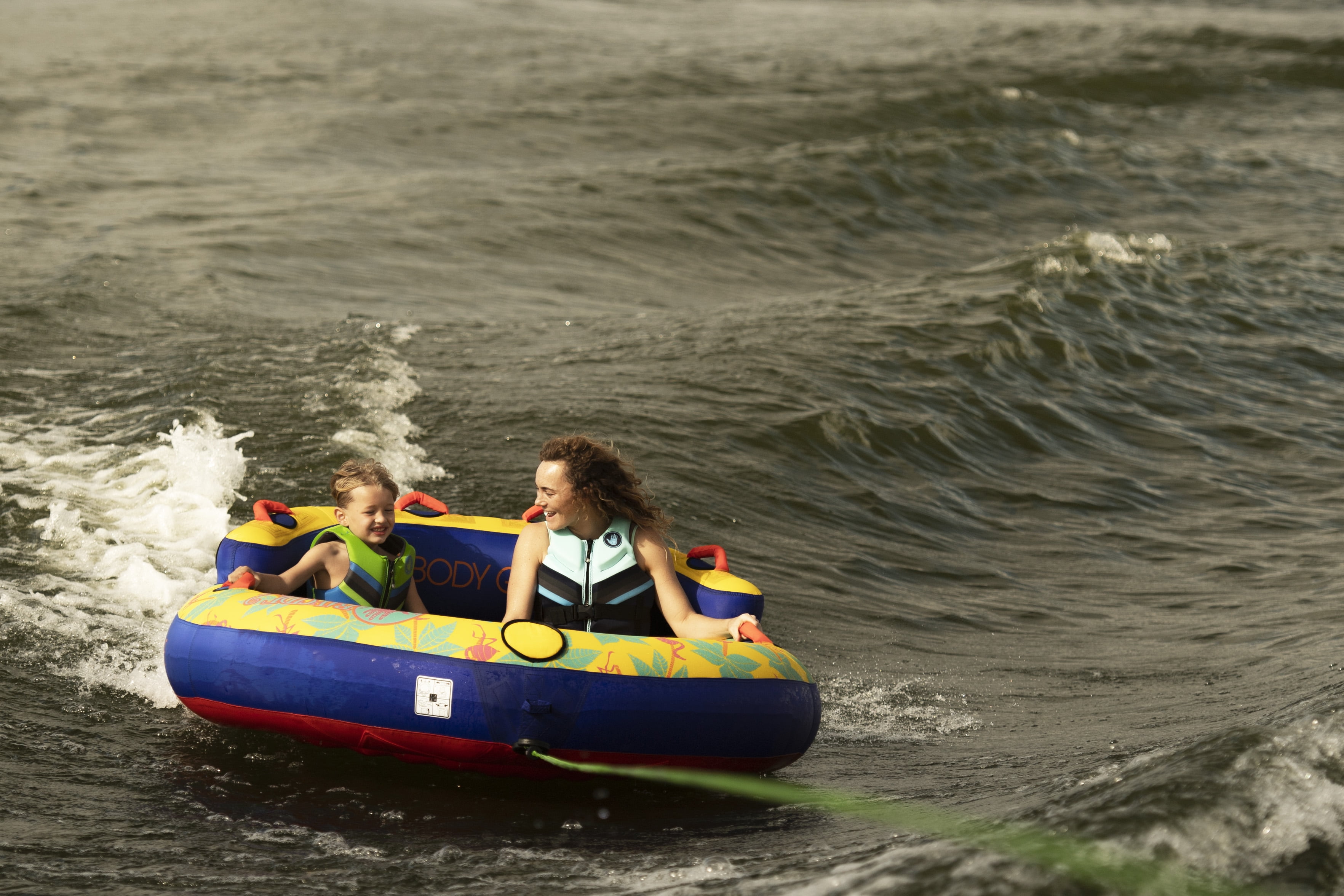 Body Glove Bayside 2 Person Yellow Water Skiing Inflatable Towable Tube