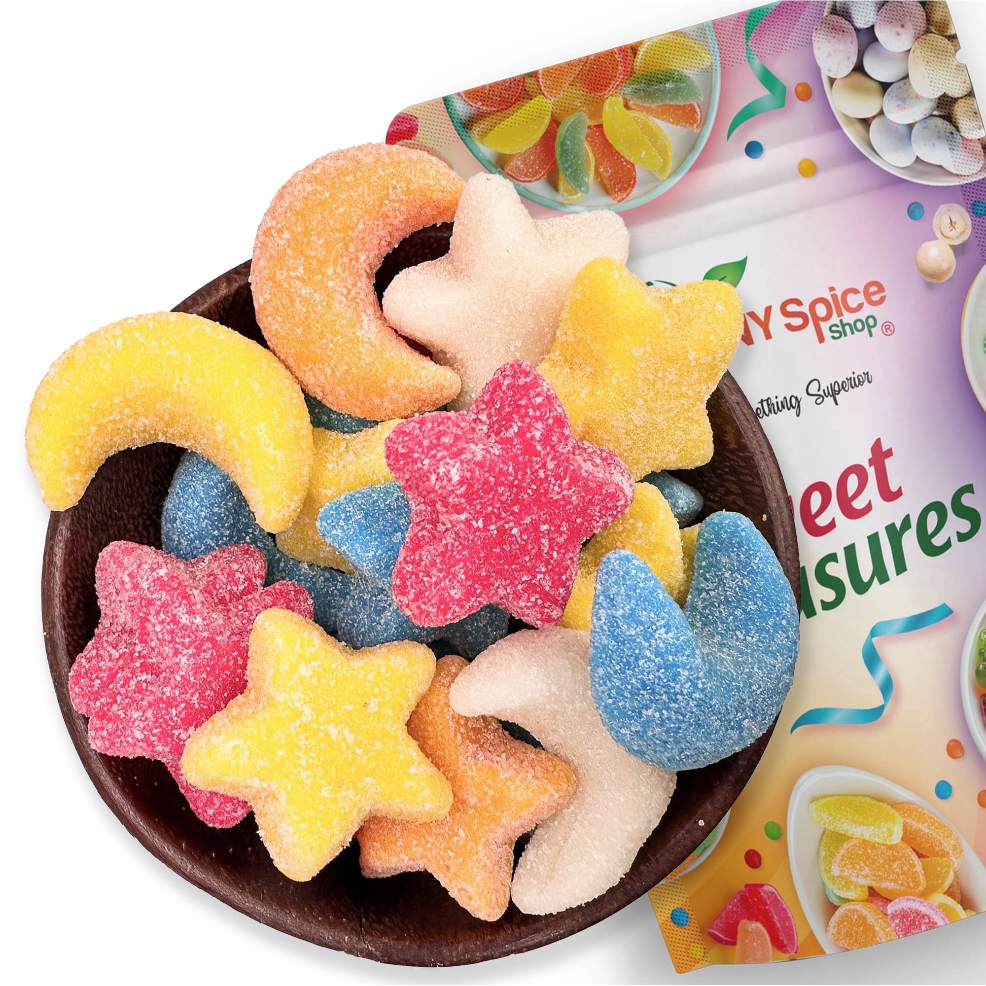 NY SPICE SHOP Gummy Glitter Sour Stars & Moons - 1 Pound