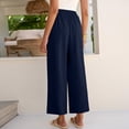 thumbnail image 4 of High Waisted Wide Leg Pants for Women Palazzo Trousers Gauze Casual Beach Travel Lounge Flowy Pant Summer 2026 Navy L 26/27", 4 of 7