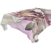 SKYSONIC 60"x108" Square Tablecloth with Dahlia Prints, Anti-Wrinkle and Smooth Table Cloth for Kitchen/Home Party Decoration