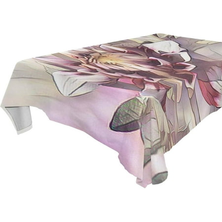 SKYSONIC 60"x108" Square Tablecloth with Dahlia Prints, Anti-Wrinkle and Smooth Table Cloth for Kitchen/Home Party Decoration