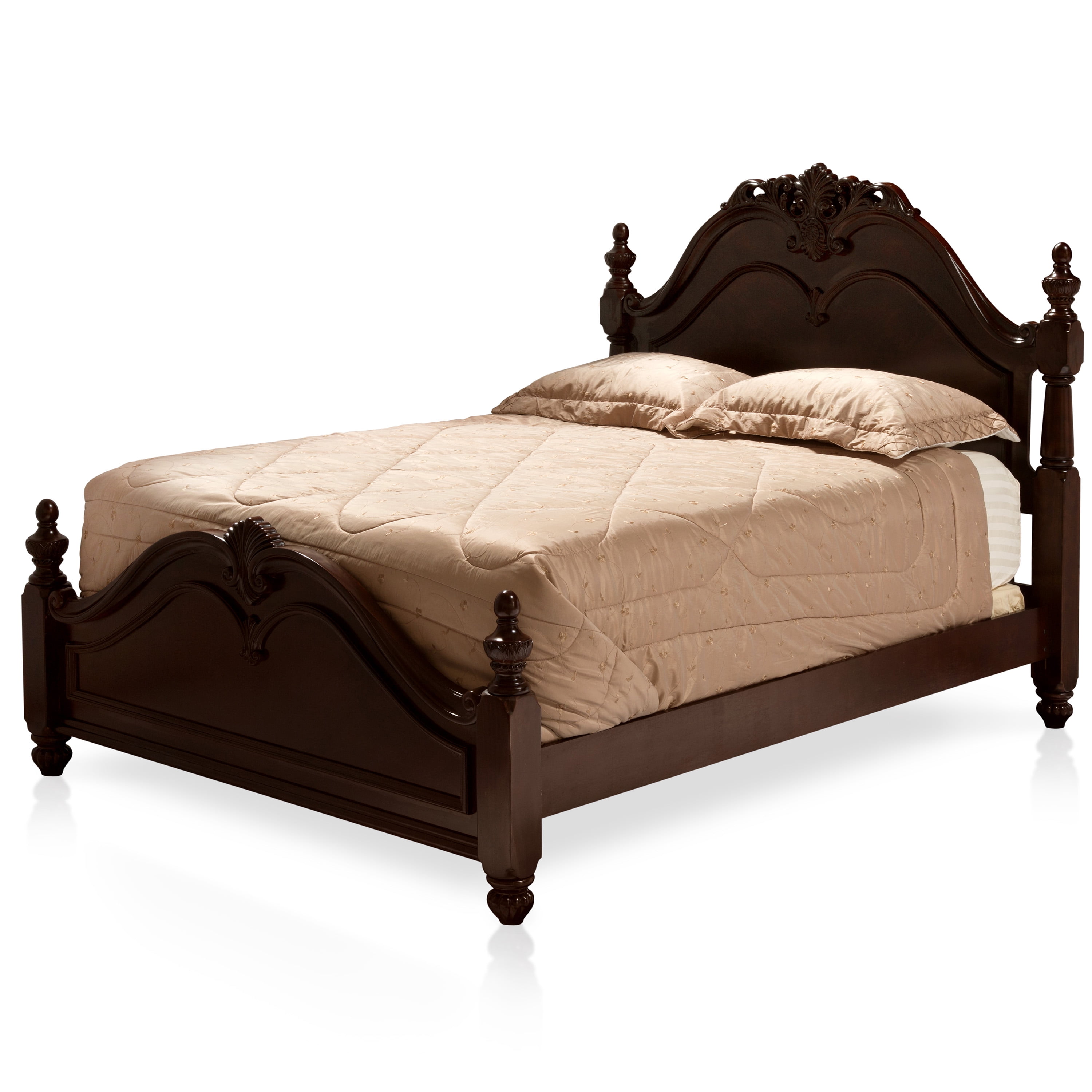 Furniture of America Leonora Wood Panel Bed, Queen, Cherry