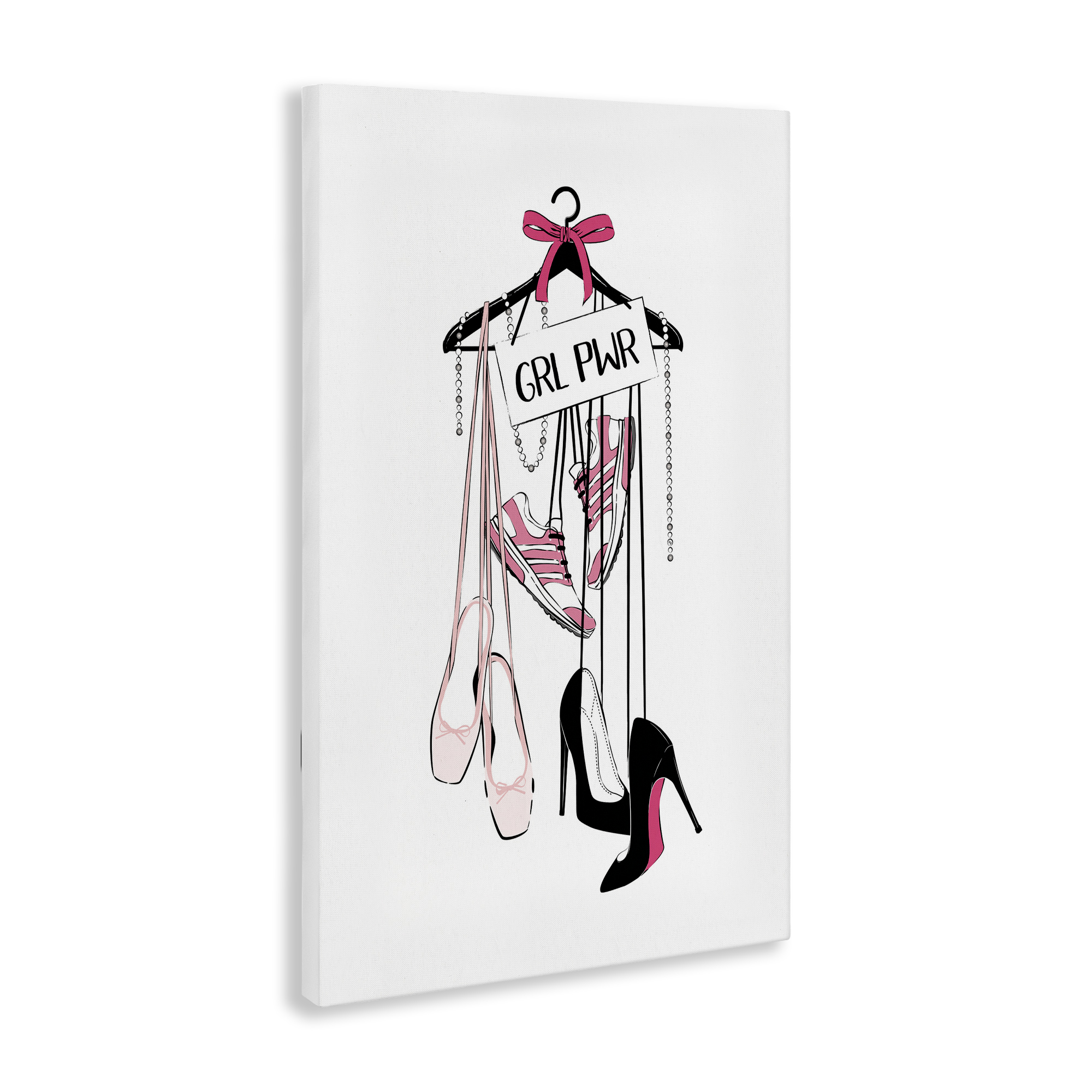 Stupell Industries Grl Pwr Hanging Shoes Beauty & Fashion Painting Gallery Wrapped Canvas Art Print Wall Art, 16 x 24