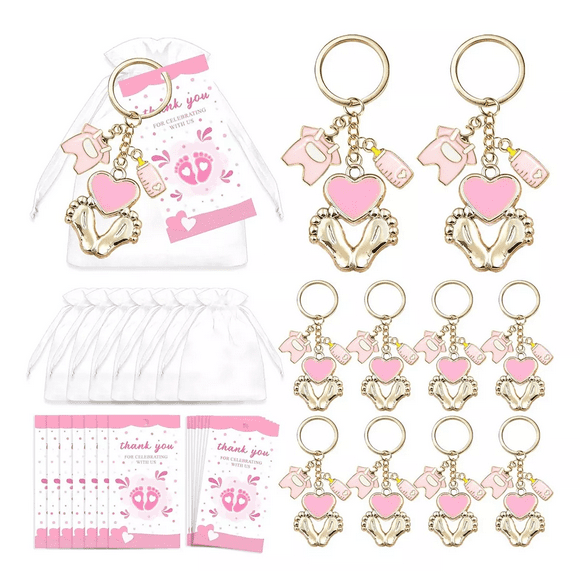 20llavero Con Acero Inoxidable Huellas De Baby Shower ROSA
