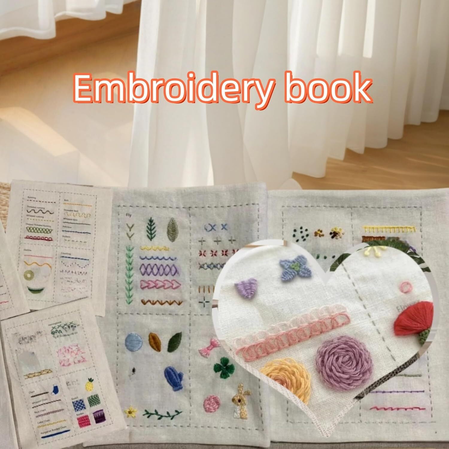 DIY Embroidery Stitch Book Kit, Portable All Scenario Embroidery Stitch Book & Sewing Kit, Embroidery Practice Book for DIY and Sew Enthusiast