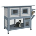 thumbnail image 1 of PawHut Niche Extérieure à 2 Niveaux pour Chat avec Porte d'Évasion, Toit Résistant aux Intempéries, Gris, 1 of 10