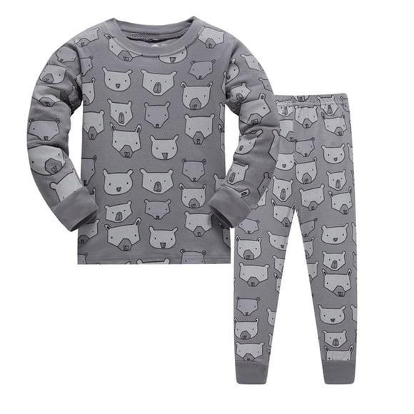 Liyamei Pyjama Décontracté à Manches Longues pour Garçons Imprimé Personnalité, Gris 6-7 Ans