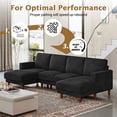 thumbnail image 5 of 106" Corduroy Sofa for Living Room, U Shaped Couch, Wood Frame, Black, 5 of 9