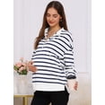 thumbnail image 6 of DARING DIVA Women's Maternity Mock Neck Long Sleeve Half Zip Sweatshirt S Blue, 6 of 8