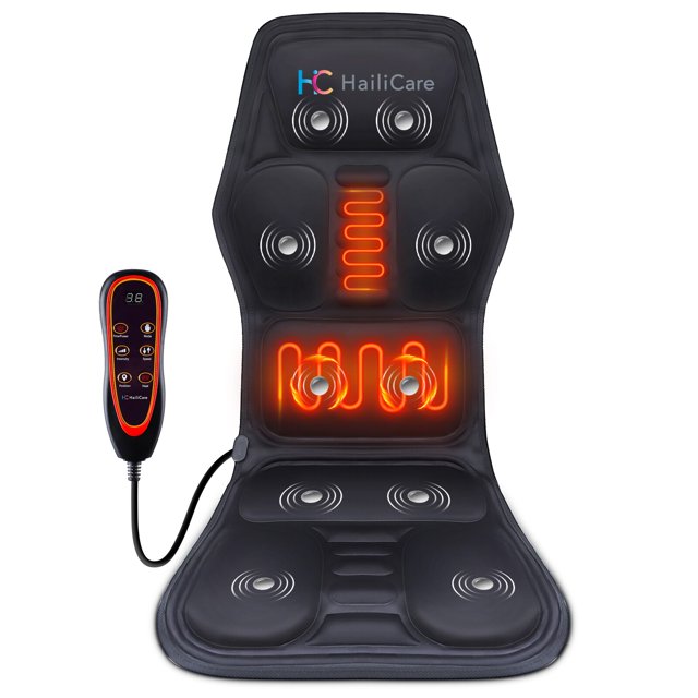 Cojín de silla de masaje eléctrico, masajeador de espalda vibratorio con calefacción, Control remoto, alivio del dolor Lumbar para coche, hogar y oficina