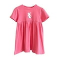 thumbnail image 1 of Hfolob Robes d'Été pour Filles Imprimé Floral Mignon Col Rond Manches Courtes Robe Décontractée 1-2 Ans, 1 of 3